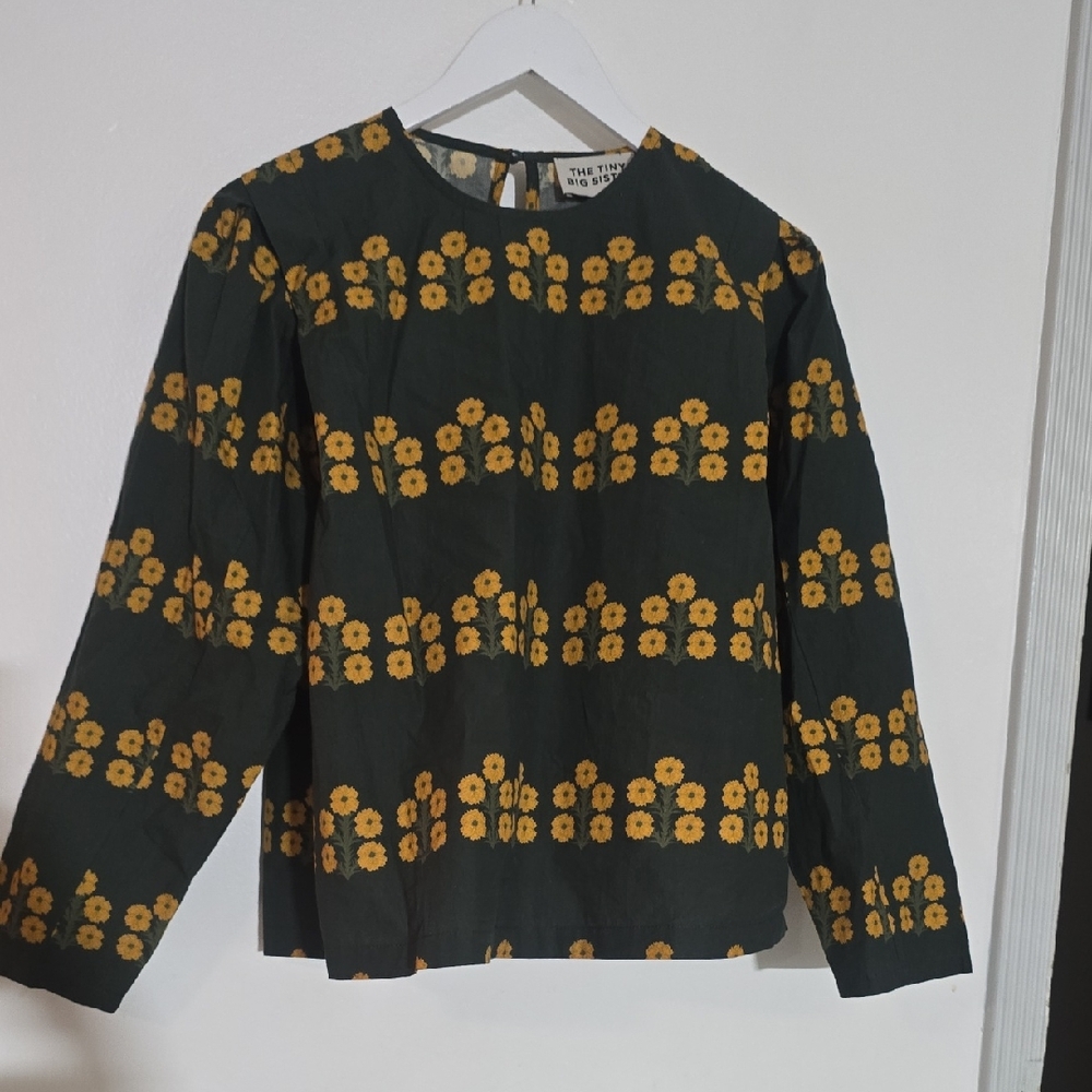 The Tiny Big Sister Wildflower Print Long Sleeve Top - Black & Mustard